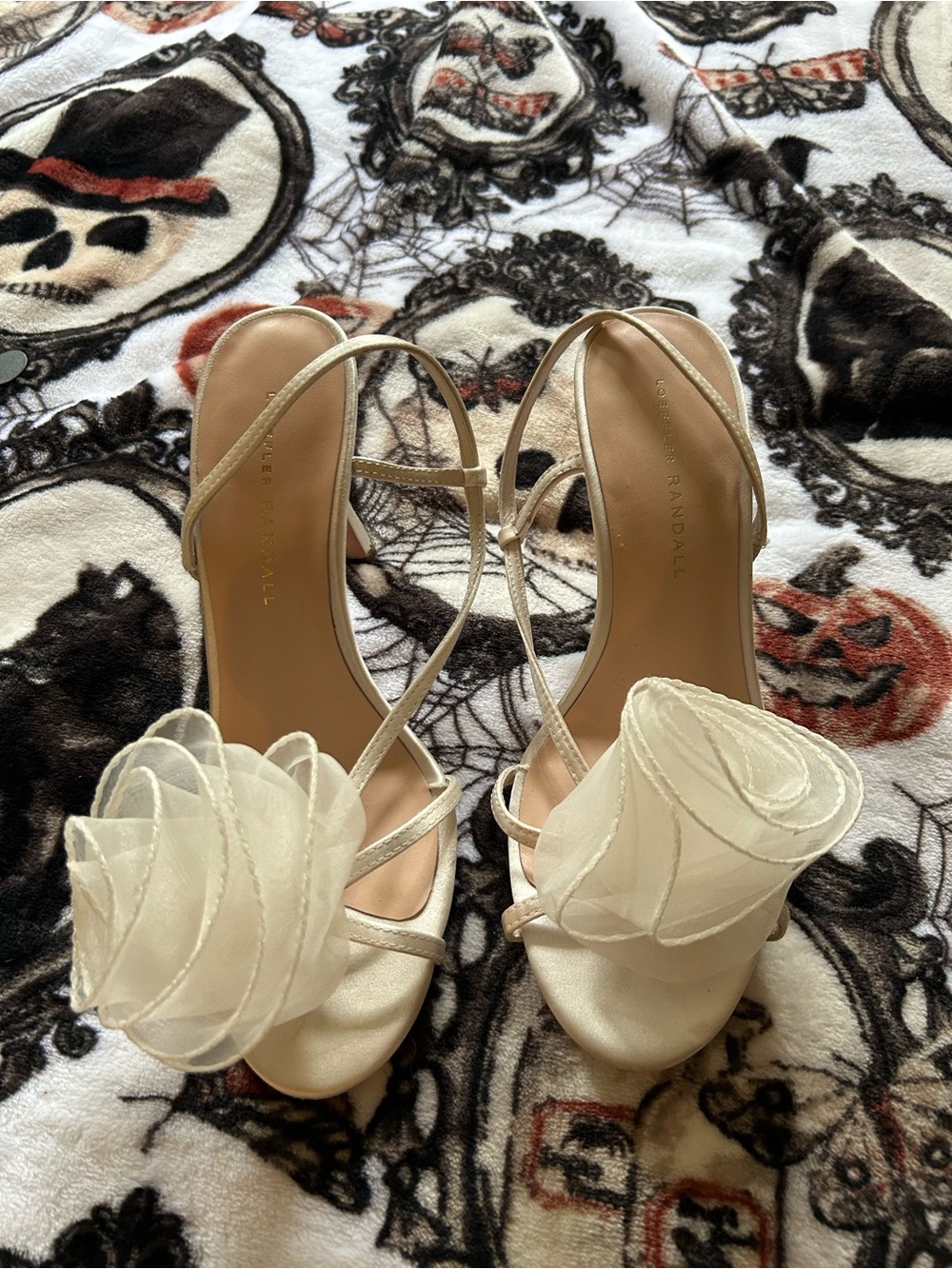 Loeffler Randall Ivory Floral Detail Heeled Sandals